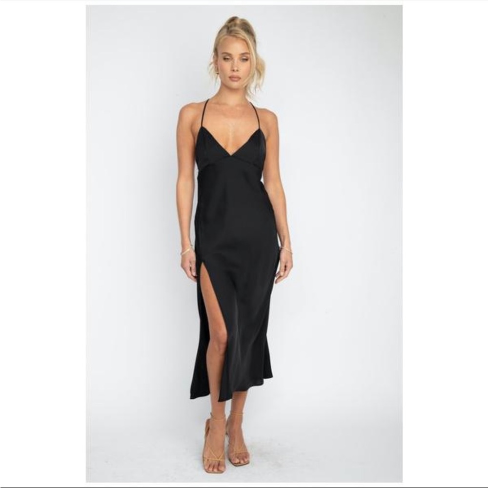 Resa Harper Midi Slip Dress in Black